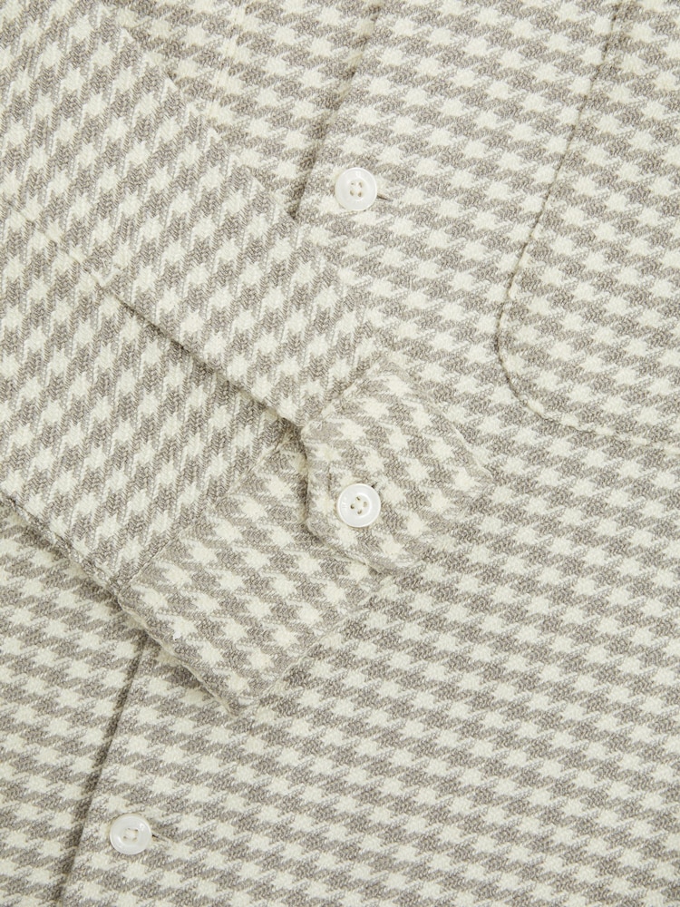 Reiss Grey/White Naqua Dogtooth Twill Overshirt - Image 6 of 6
