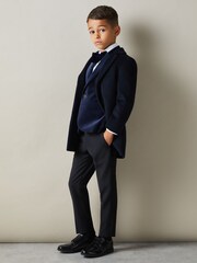 Reiss Baltic Blue Apsara Velvet Single Breasted Blazer - Image 4 of 4