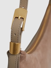 Reiss Taupe Marianna Leather and Suede Shoulder Bag - Image 4 of 4