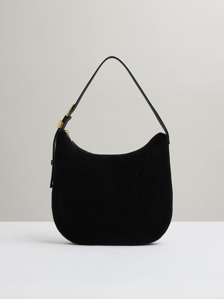 Schwarz - Reiss Marianna Leather and Suede Shoulder Bag - Bild 1 von 5
