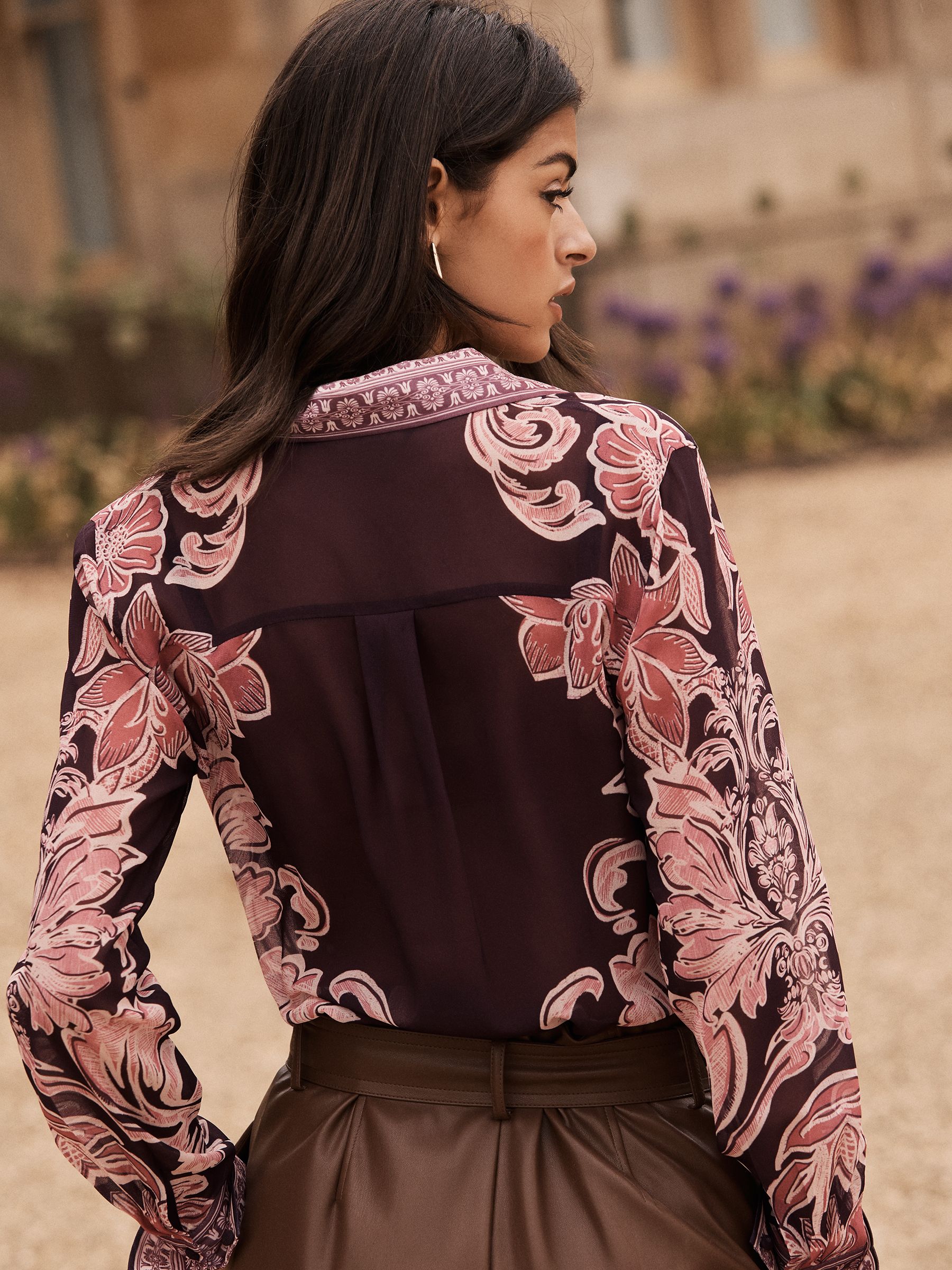 Buy Lipsy Purple Chiffon Long Sleeve Button Through Blouse from Next Ireland