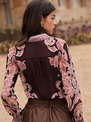 Lipsy Purple Chiffon Long Sleeve Button Through Blouse - Image 2 of 4