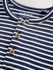 White/Navy Stripe Short Sleeve Henley Neck T-Shirt (3mths-7yrs) - Image 7 of 9