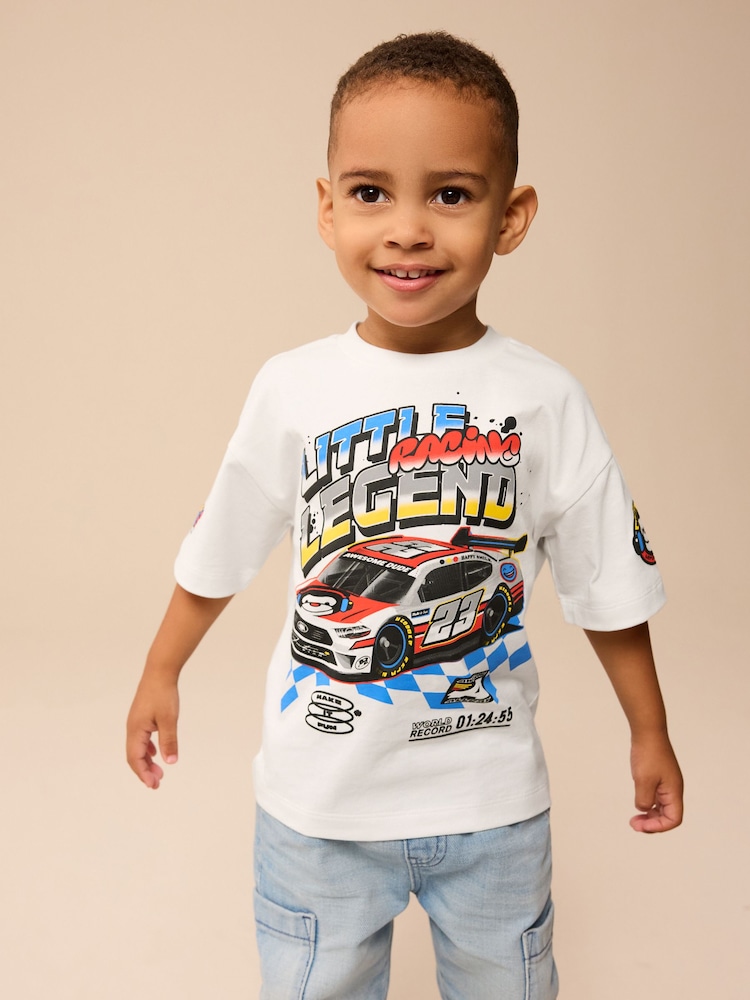 White Racecar Short Sleeve Transport T-Shirt (3mths-7yrs) - Image 1 of 8