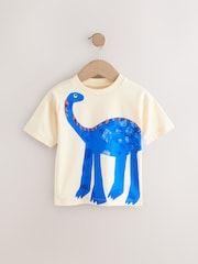 Ecru 100% Cotton Short Sleeve Back Print T-Shirt (3mths-7yrs) - Image 1 of 4