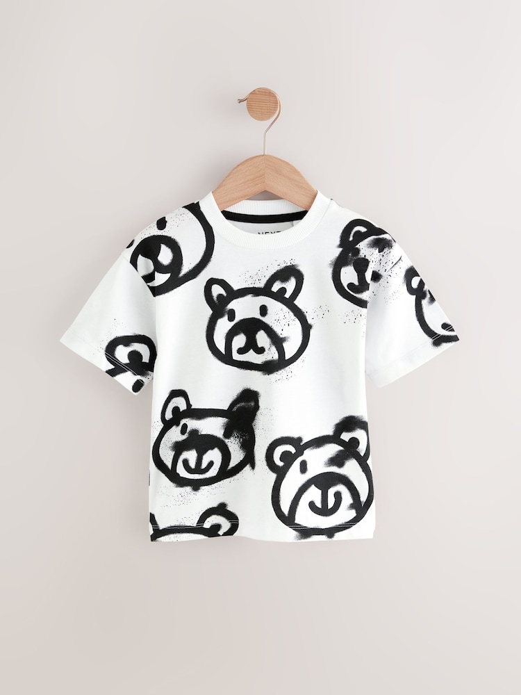 White Graffiti Bear Short Sleeve All-Over Print T-Shirt (3mths-7yrs) - Image 1 of 8