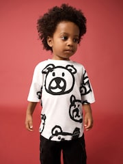 White Graffiti Bear Short Sleeve All-Over Print T-Shirt (3mths-7yrs) - Image 2 of 8