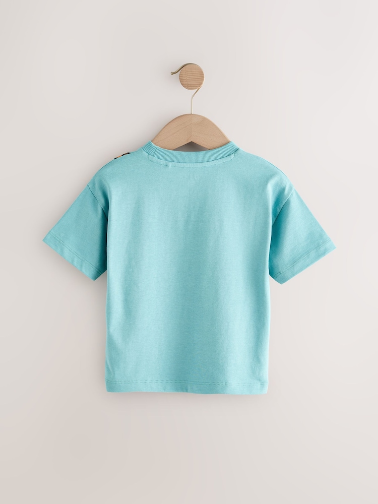 Blue 100% Cotton Short Sleeve Graphic Print T-Shirt (3mths-8yrs) - Image 2 of 4