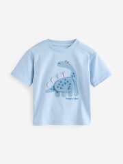 Blue Dinosaur Short Sleeve Interactive Appliqué T-Shirt (3mths-7yrs) - Image 1 of 5