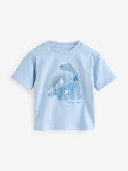Blue Dinosaur Short Sleeve Interactive Appliqué T-Shirt (3mths-7yrs) - Image 2 of 5