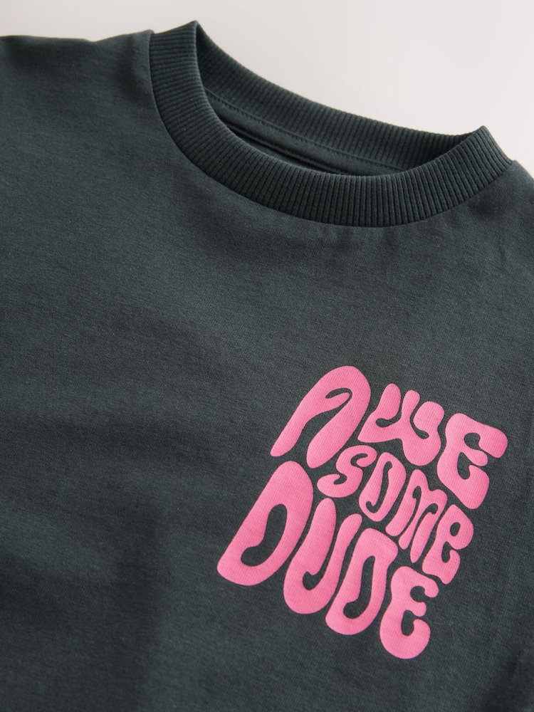 Black Awesome Simple Short Sleeve T-Shirt (3mths-7yrs) - Image 4 of 4