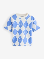 Blue Harlequin Check Short Sleeve All-Over Print T-Shirt (3mths-7yrs) - Image 1 of 8