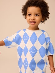 Blue Harlequin Check Short Sleeve All-Over Print T-Shirt (3mths-7yrs) - Image 2 of 8