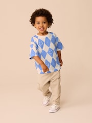 Blue Harlequin Check Short Sleeve All-Over Print T-Shirt (3mths-7yrs) - Image 4 of 8
