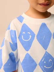 Blue Harlequin Check Short Sleeve All-Over Print T-Shirt (3mths-7yrs) - Image 5 of 8