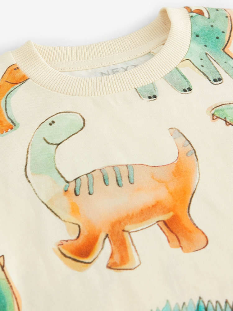 White Dinosaur Short Sleeve All-Over Print T-Shirt (3mths-7yrs) - Image 4 of 4