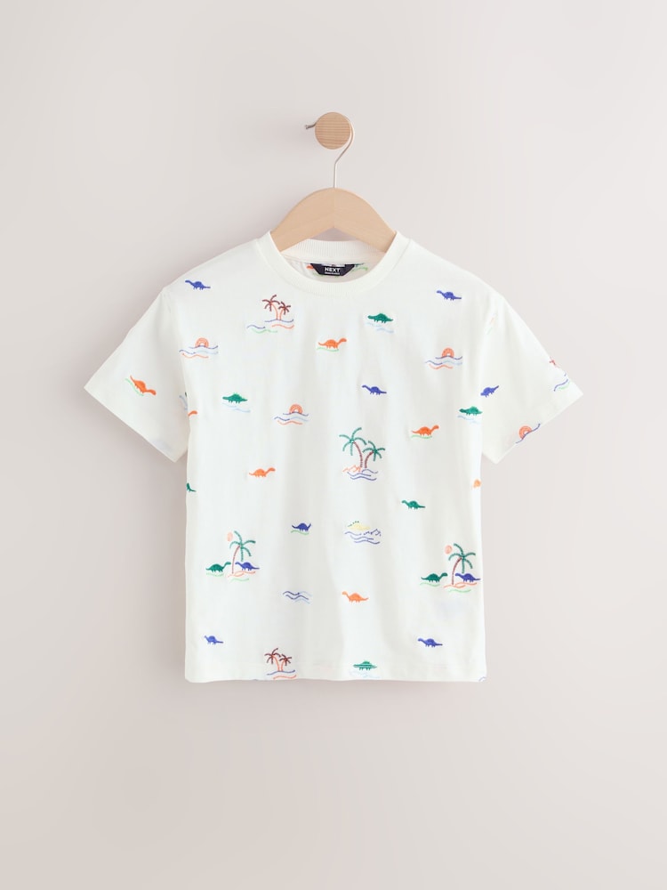 White All Over Embroidery Short Sleeve Appliqué T-Shirt (3mths-7yrs) - Image 1 of 5