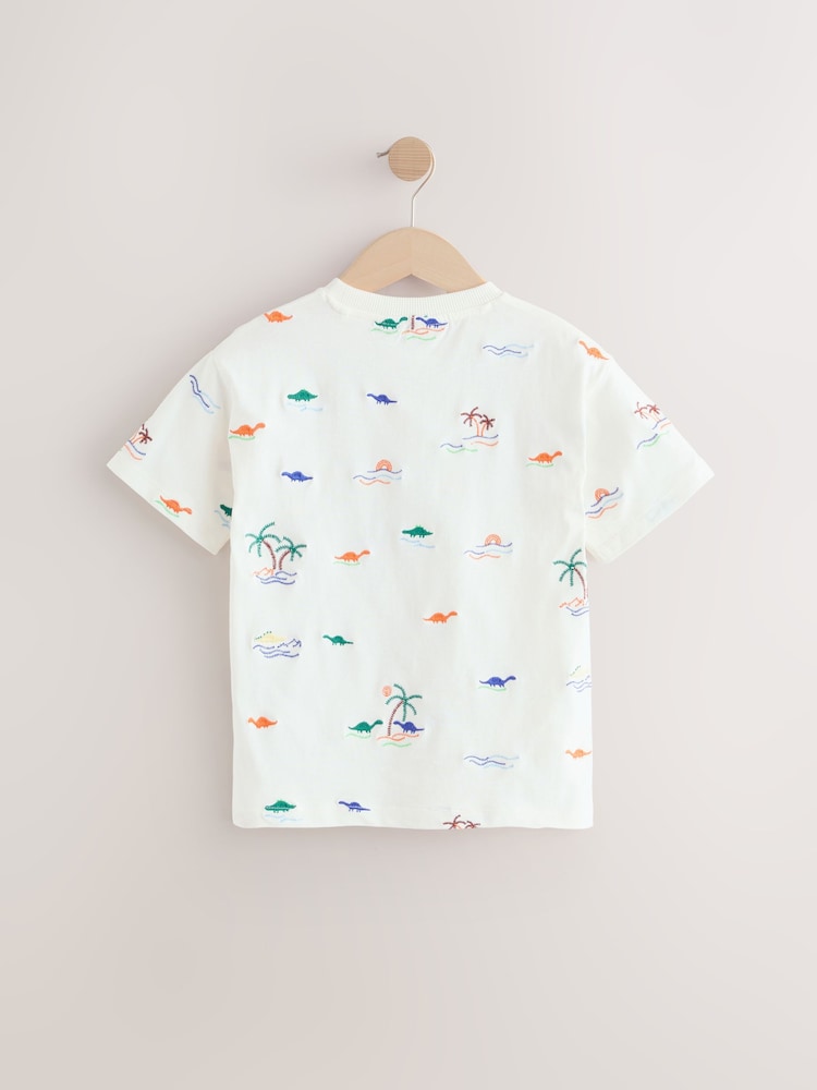 White All Over Embroidery Short Sleeve Appliqué T-Shirt (3mths-7yrs) - Image 2 of 5