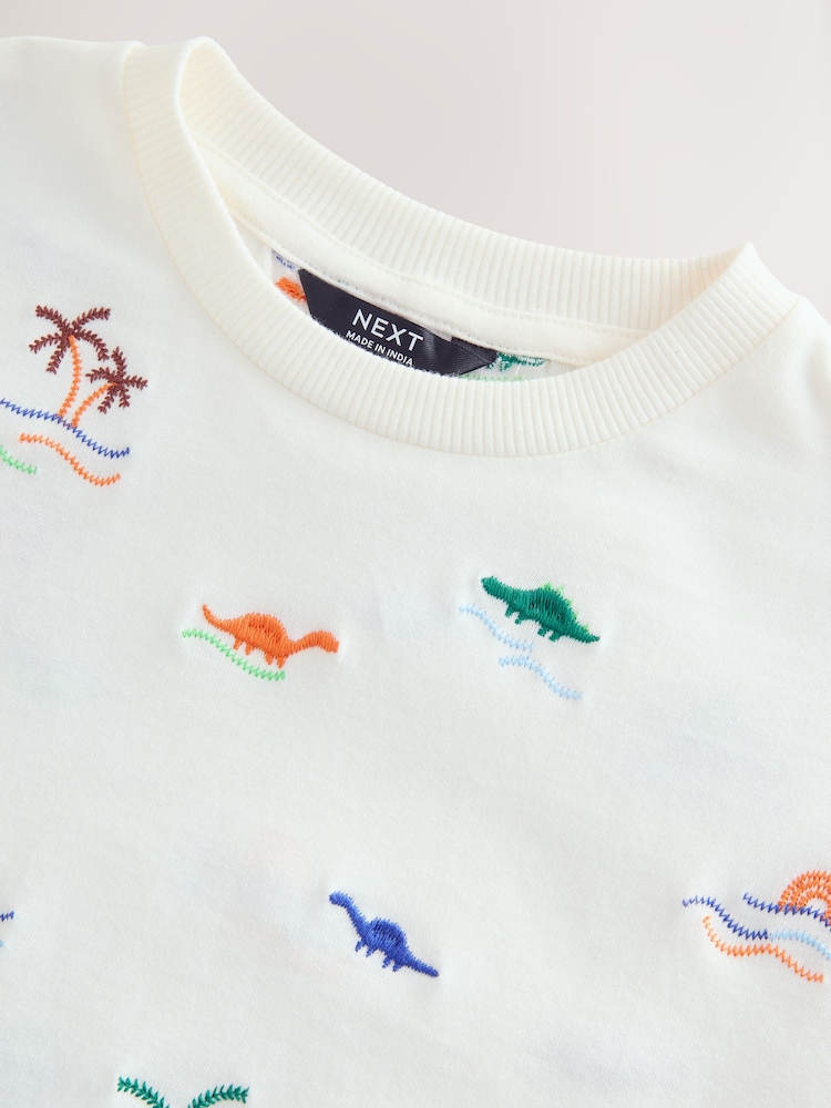 White All Over Embroidery Short Sleeve Appliqué T-Shirt (3mths-7yrs) - Image 3 of 5