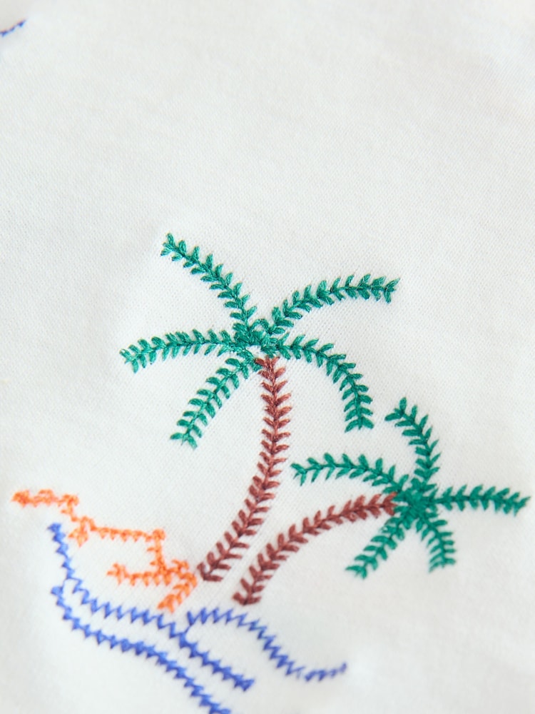 White All Over Embroidery Short Sleeve Appliqué T-Shirt (3mths-7yrs) - Image 4 of 5