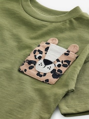 Khaki Green Cheetah Pocket Short Sleeve Pocket Character T-Shirt (3mths-7yrs) - Image 3 of 4
