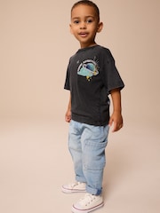 Acid Wash Black 100% Cotton Short Sleeve Back Print T-Shirt (3mths-7yrs) - Image 3 of 7