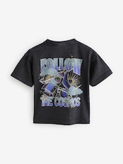 Acid Wash Black 100% Cotton Short Sleeve Back Print T-Shirt (3mths-7yrs) - Image 5 of 7