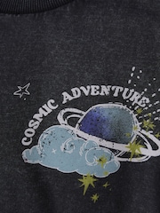 Acid Wash Black 100% Cotton Short Sleeve Back Print T-Shirt (3mths-7yrs) - Image 7 of 7