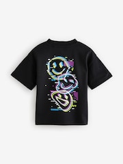 Black 100% Cotton Short Sleeve Back Print T-Shirt (3mths-7yrs) - Image 1 of 7