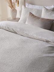 Grey Silver Leopard Jacquard Duvet Cover and Pillowcase Set - Image 2 of 4