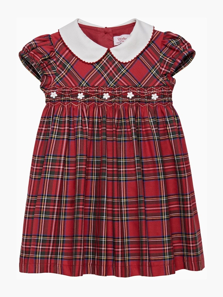 Trotters London Little Red Charlotte Tartan Smocked 100% Cotton Dress - Image 1 of 3 Trotters London Little Red Charlotte Tartan Smocked 100% Cotton Dress - Image 1 of 3