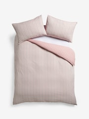 100% Cotton Washed Stripe Check Reversible Duvet Cover and Pillowcase Set - Изображение 7 из 7