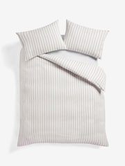 White Monochrome 100% Cotton Stripe Duvet Cover and Pillowcase Set - Image 4 of 4