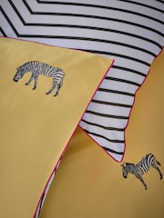 Conjunto de capa de edredom e fronha bordado Zebra 100% de algodão - Imagem 4 de 7