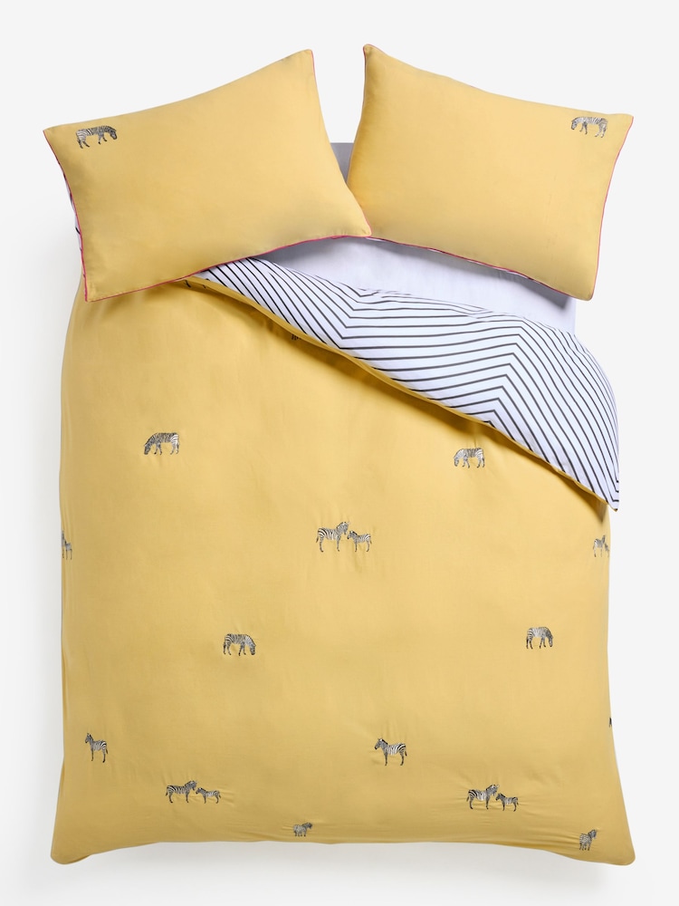 Conjunto de capa de edredom e fronha bordado Zebra 100% de algodão - Imagem 7 de 7