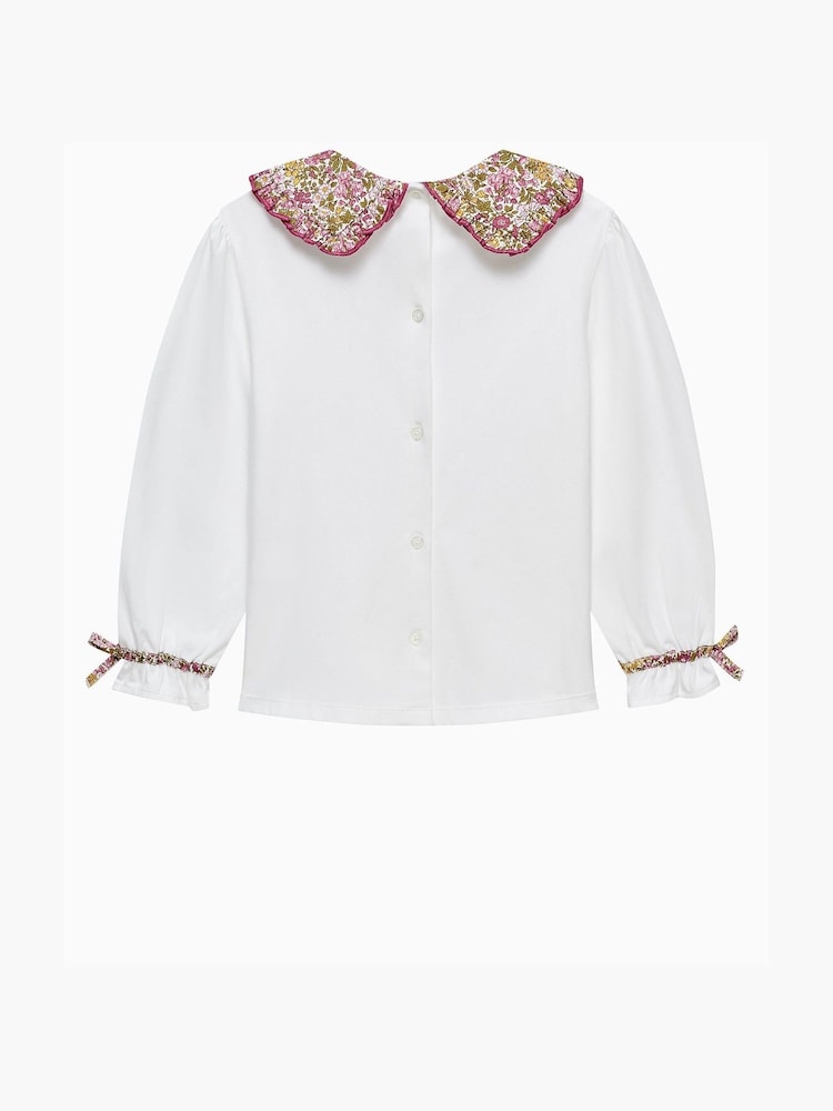 Trotters London Pink Liberty Print Penny Floral Pie Crust Jersey Top - Image 2 of 3