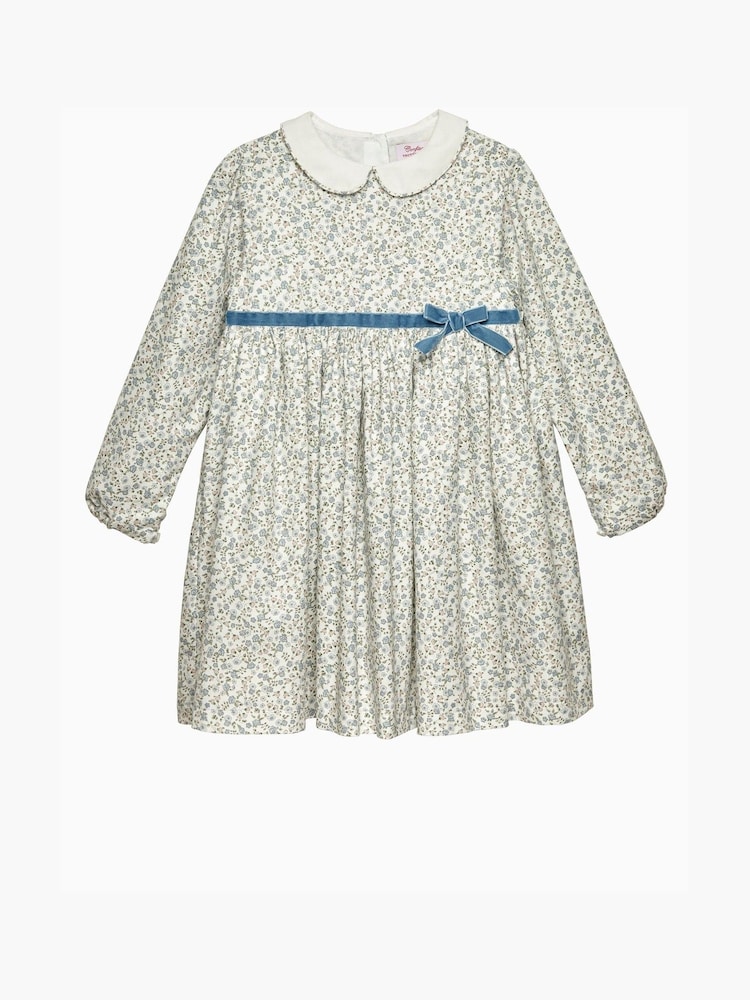 Trotters London Blue Aubrey Floral Cotton Dress - Image 1 of 3 Trotters London Blue Aubrey Floral Cotton Dress - Image 1 of 3