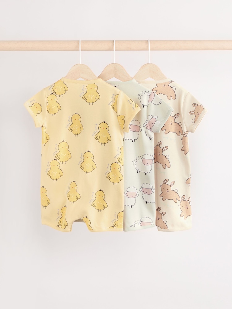 Animal Printed Popper Through 3 Pack Baby Rompers (0mths-3yrs) - Image 5 of 13