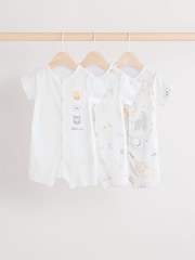 White Safari Baby Rompers 3 Pack (0mths-2yrs) - Image 1 of 10