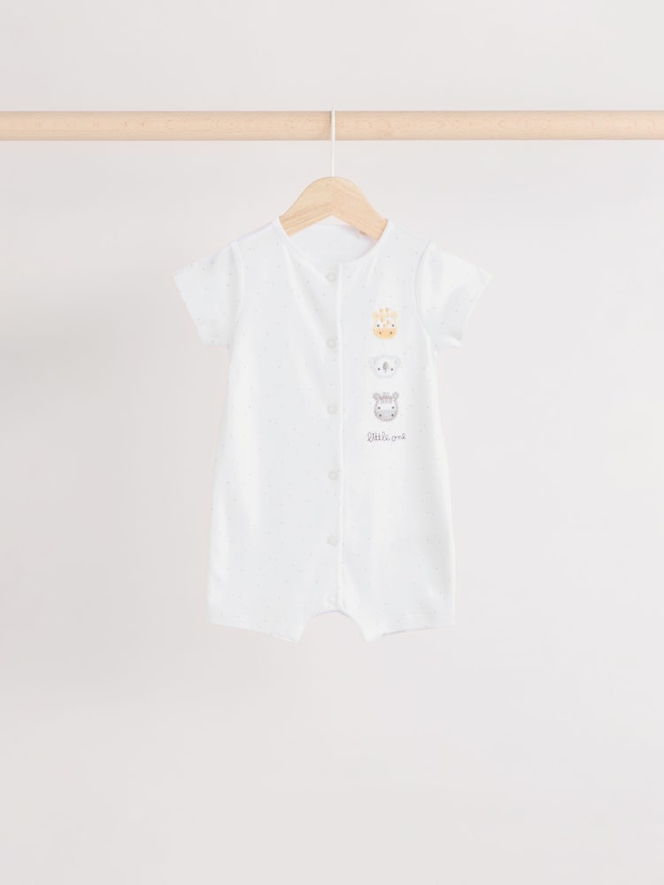 White Safari Baby Rompers 3 Pack (0mths-2yrs) - Image 3 of 10