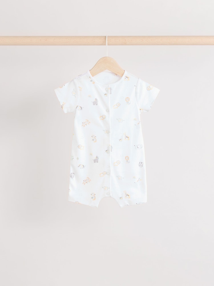 White Safari Baby Rompers 3 Pack (0mths-2yrs) - Image 5 of 10