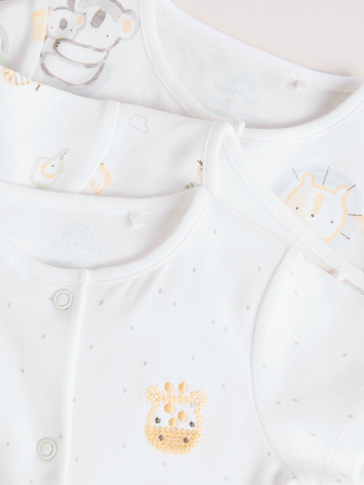 White Safari Baby Rompers 3 Pack (0mths-2yrs) - Image 8 of 10