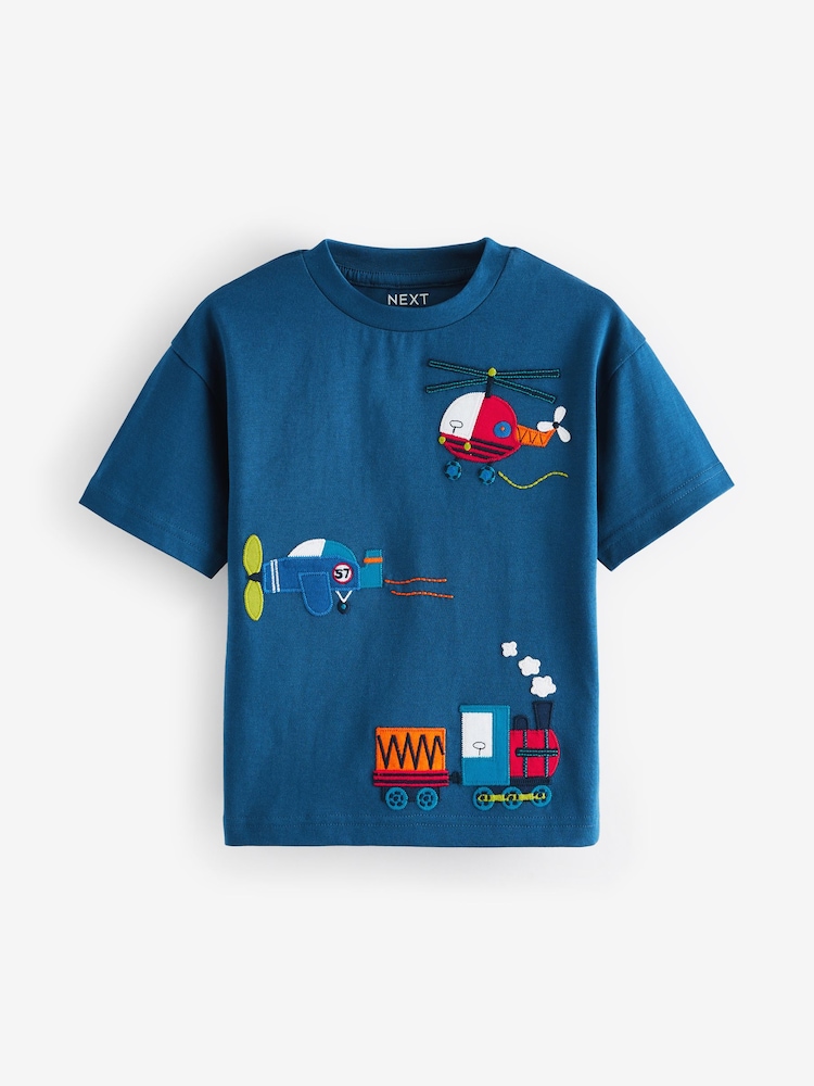 Blue/Navy Short Sleeve Transport T-Shirt (3mths-7yrs) - Image 1 of 4