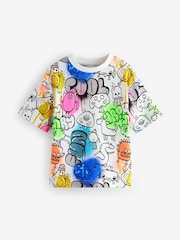 Weiß - Kurzärmeliges Graffiti-T-Shirt aus 100 % Baumwolle (3M.–7J.) - Bild 1 von 4