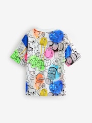 Weiß - Kurzärmeliges Graffiti-T-Shirt aus 100 % Baumwolle (3M.–7J.) - Bild 2 von 4