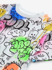 Weiß - Kurzärmeliges Graffiti-T-Shirt aus 100 % Baumwolle (3M.–7J.) - Bild 3 von 4