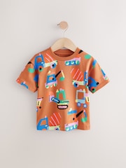 Rust Brown Diggers Short Sleeve All-Over Print T-Shirt (3mths-7yrs) - Image 1 of 4