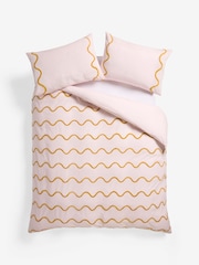 Peach Pink Tufted Wave 100% Cotton Duvet Cover and Pillowcase Set - Image 4 of 4