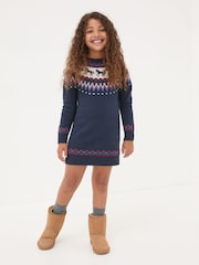 FatFace Multi Fairisle Pattern Horse Knitted Dress - Image 1 of 5