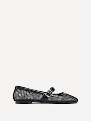 Linzi Black Arielle Flat PU Mesh Mary Jane Shoes - Image 2 of 5